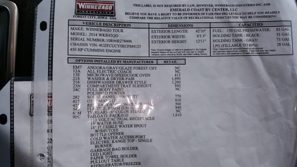 2014 Winnebago Tour 42 QD - Image 9