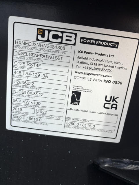 2024 JCB G125RS Generator - Image 3