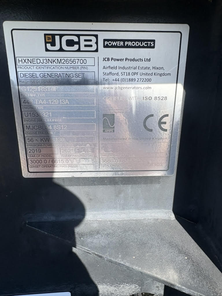 2021 JCB G125RS Generator - Image 7