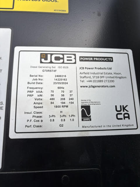 2024 JCB G70RS Generator - Image 2