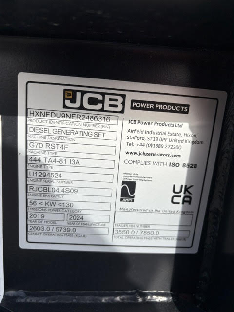 2024 JCB G70RS Generator - Image 11
