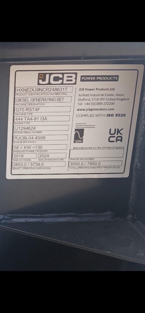 2024 JCB G70RS Generator - Image 4