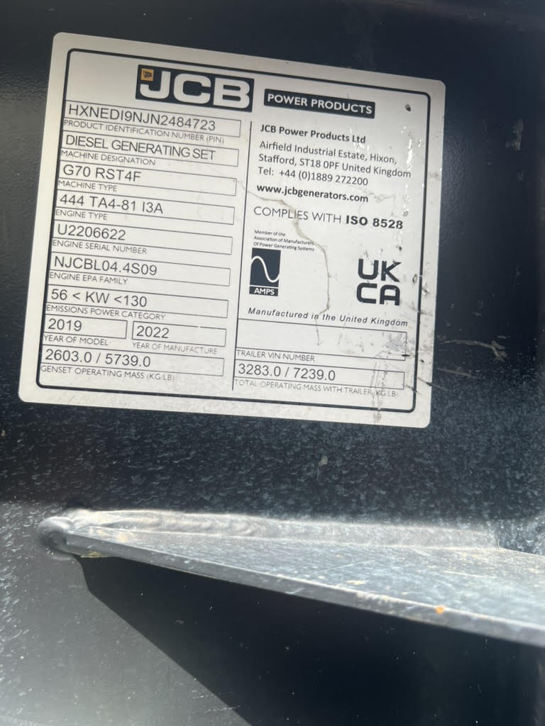 2022 JCB G70RS Generator - Image 7