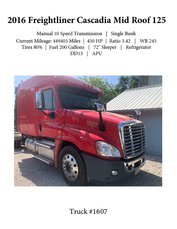 2016 Freightliner Cascadia Mid Roof 125 - Image 2