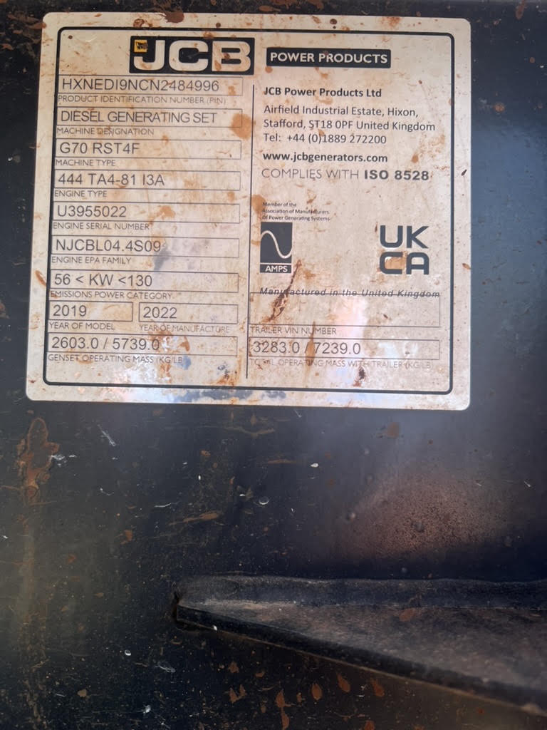 2022 JCB G70RS Generator - Image 2